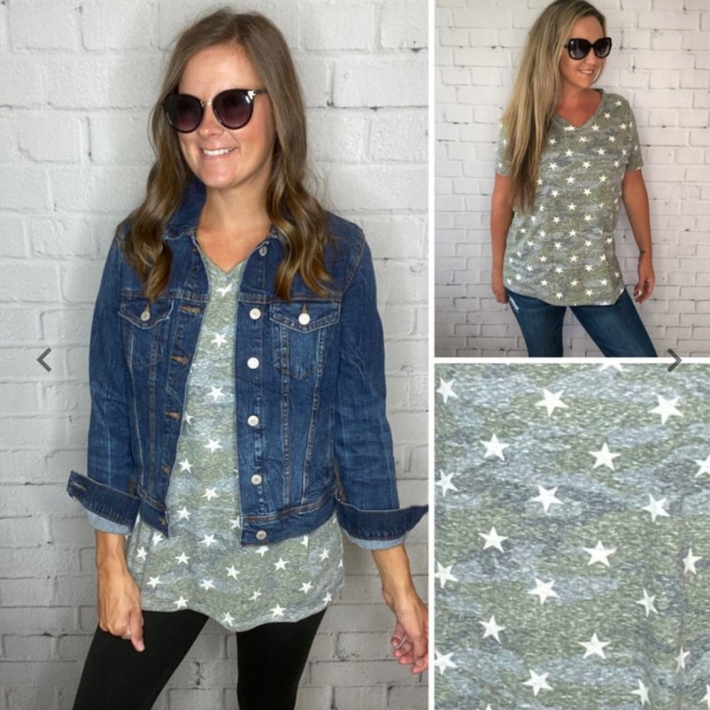 Star Spangled Camo Short Sleeve Top